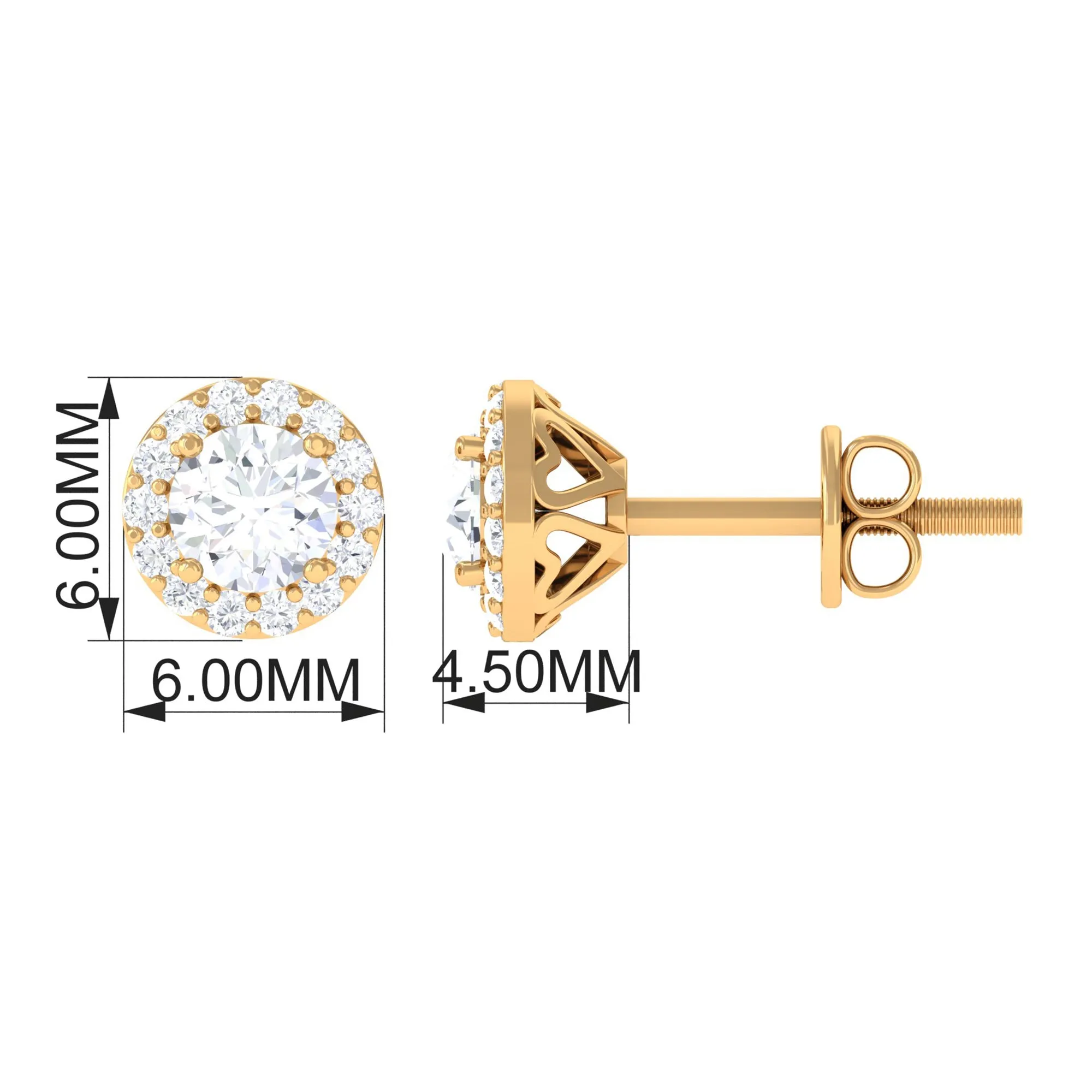 1 CT Zircon Classic Halo Stud Earrings