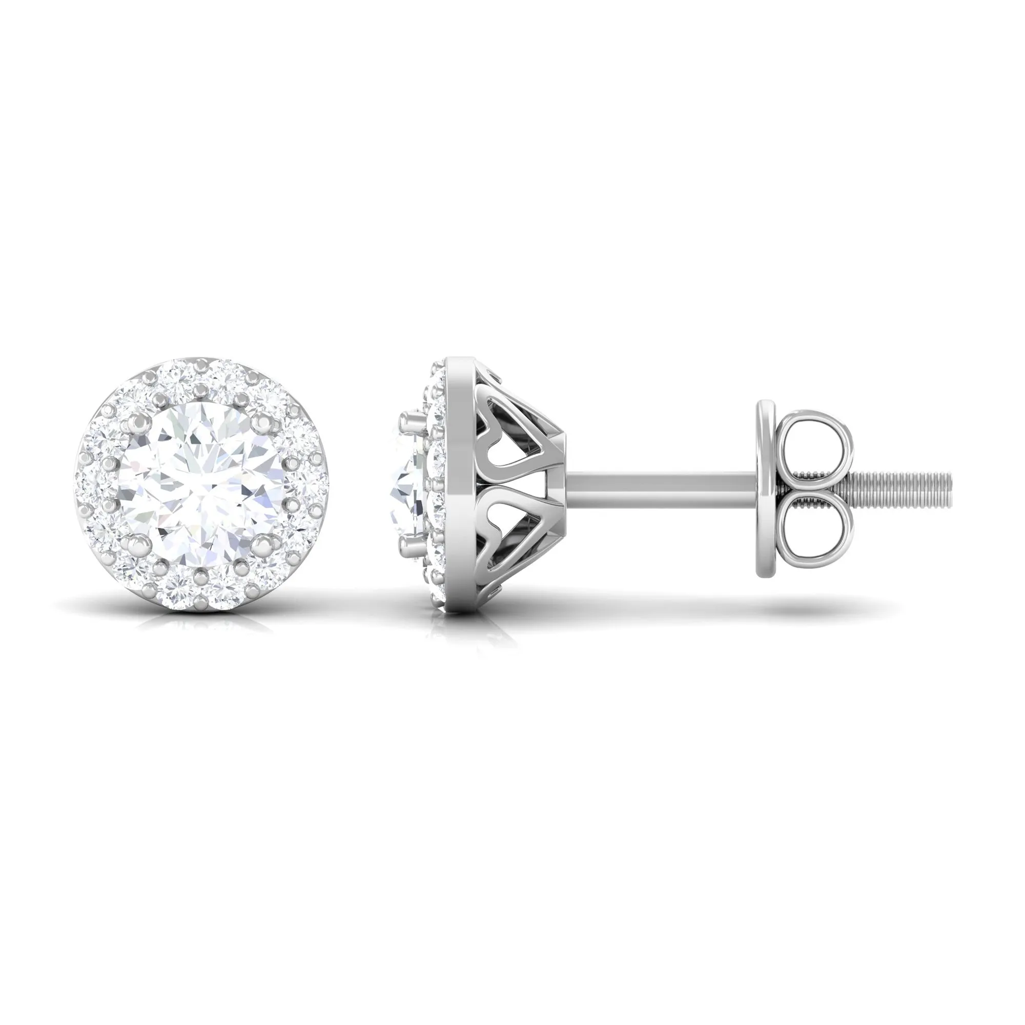 1 CT Zircon Classic Halo Stud Earrings