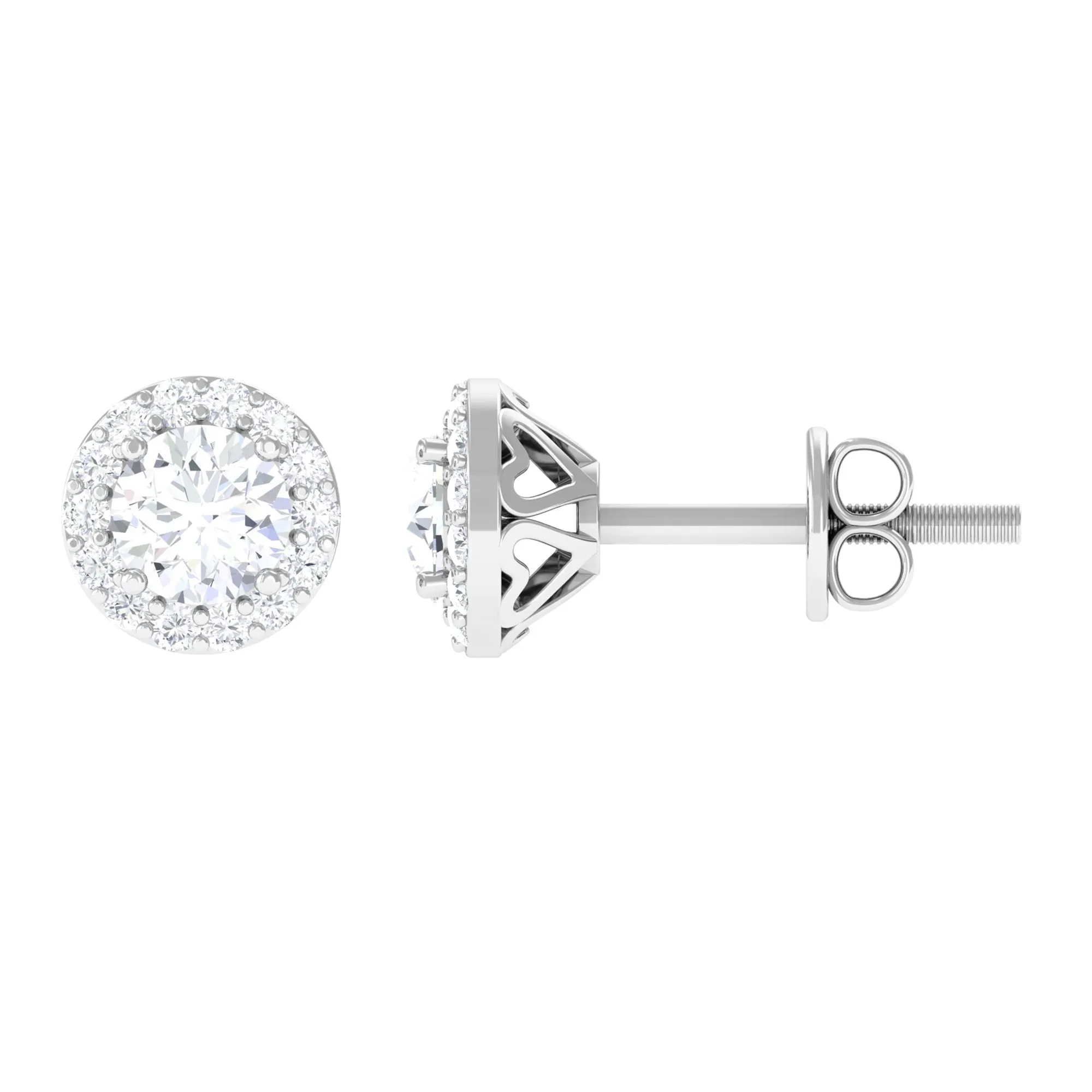 1 CT Zircon Classic Halo Stud Earrings