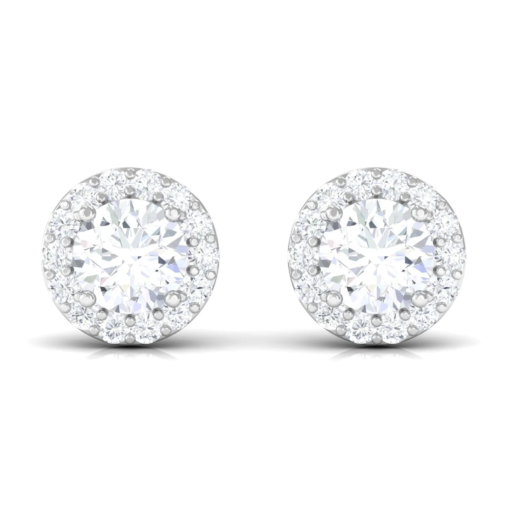 1 CT Zircon Classic Halo Stud Earrings