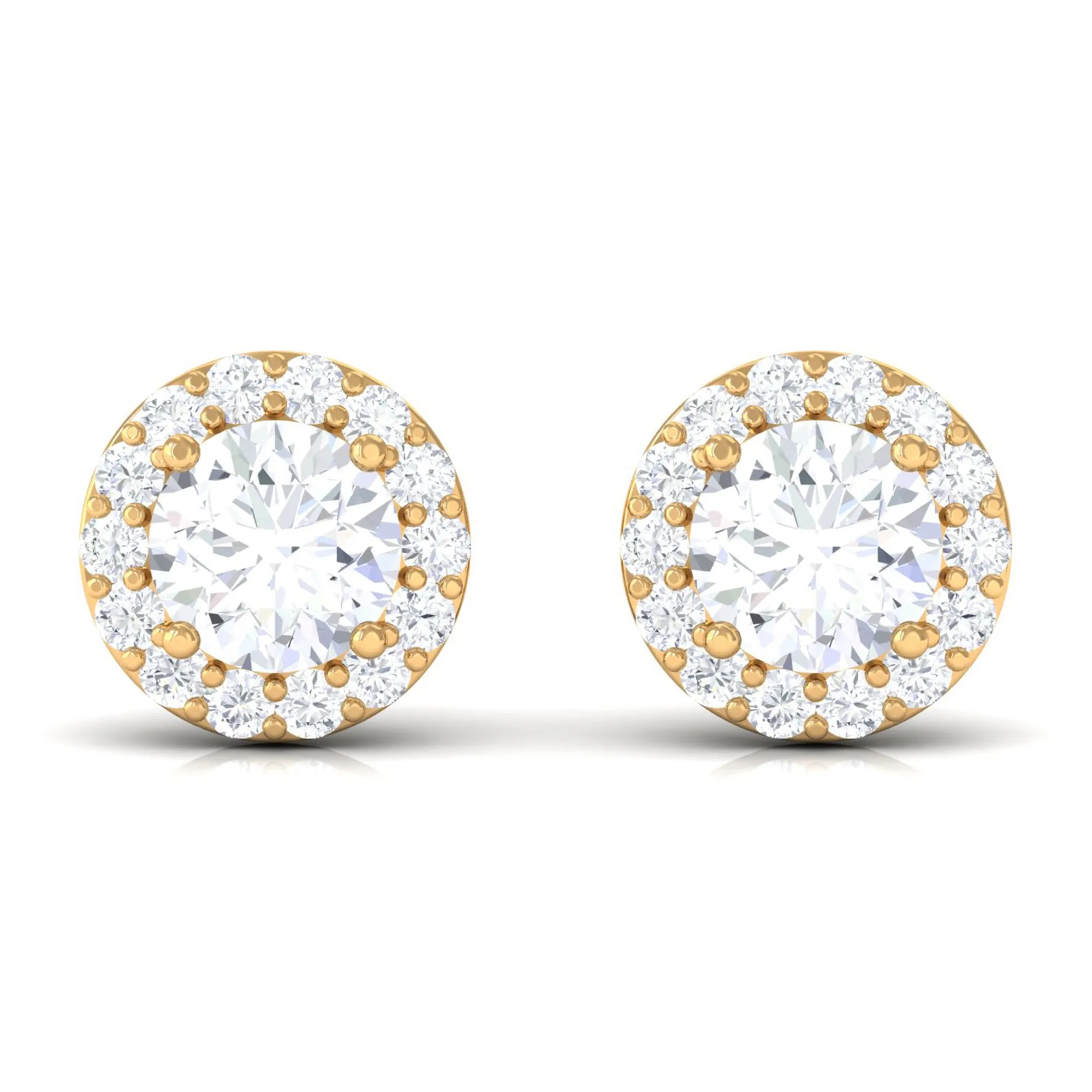 1 CT Zircon Classic Halo Stud Earrings