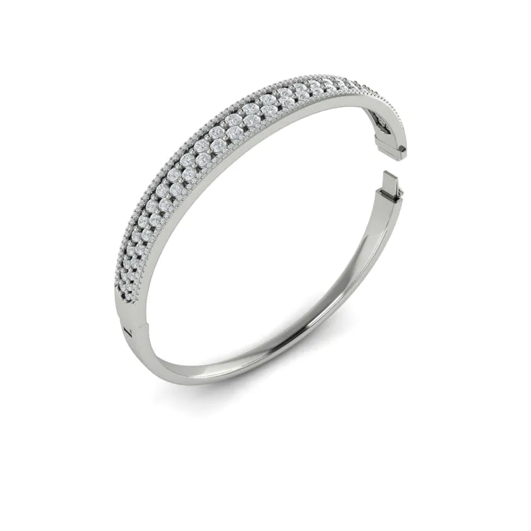 14 KT White Gold Diamond Bangle