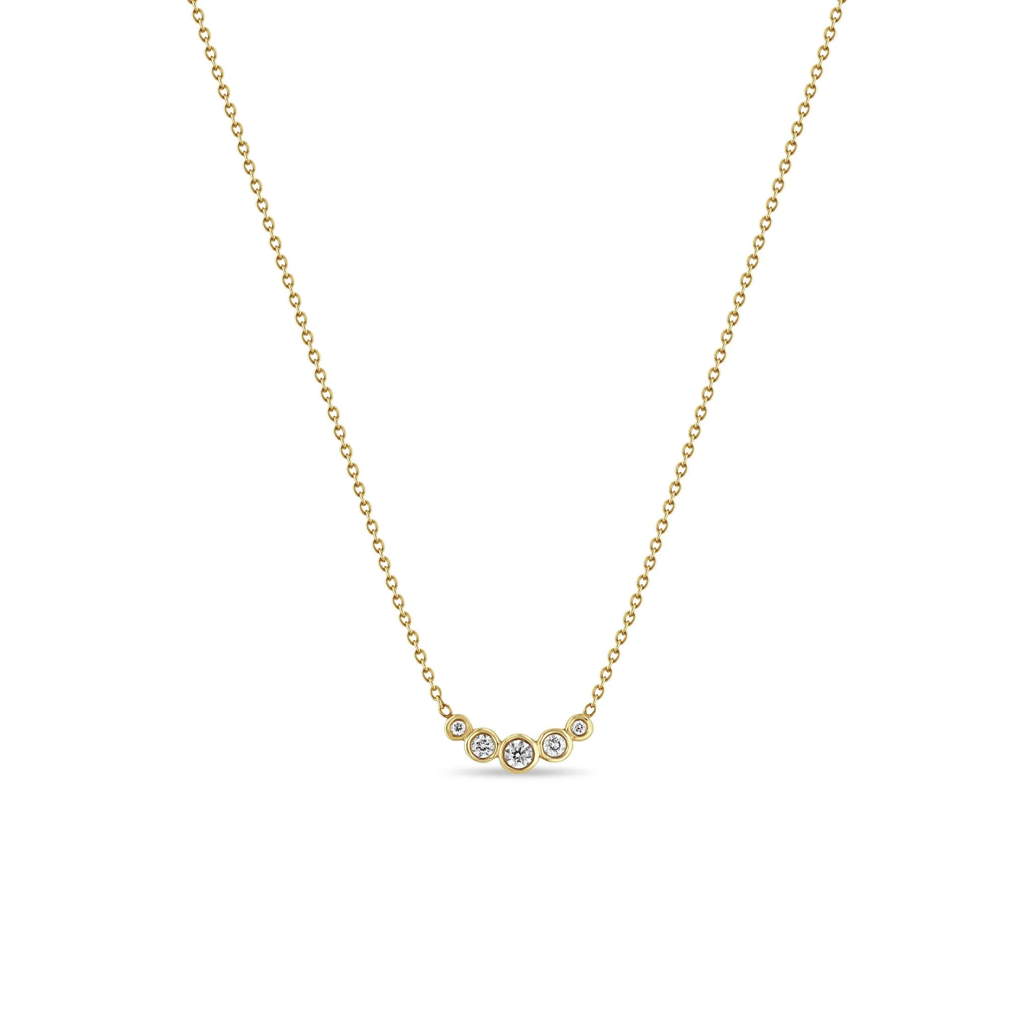 14k 5 Graduated Diamond Bezel Necklace