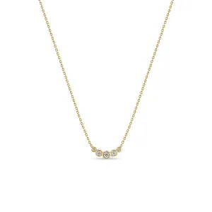 14k 5 Graduated Diamond Bezel Necklace