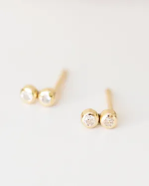 14k Double/ Triple CZ Stud Earrings