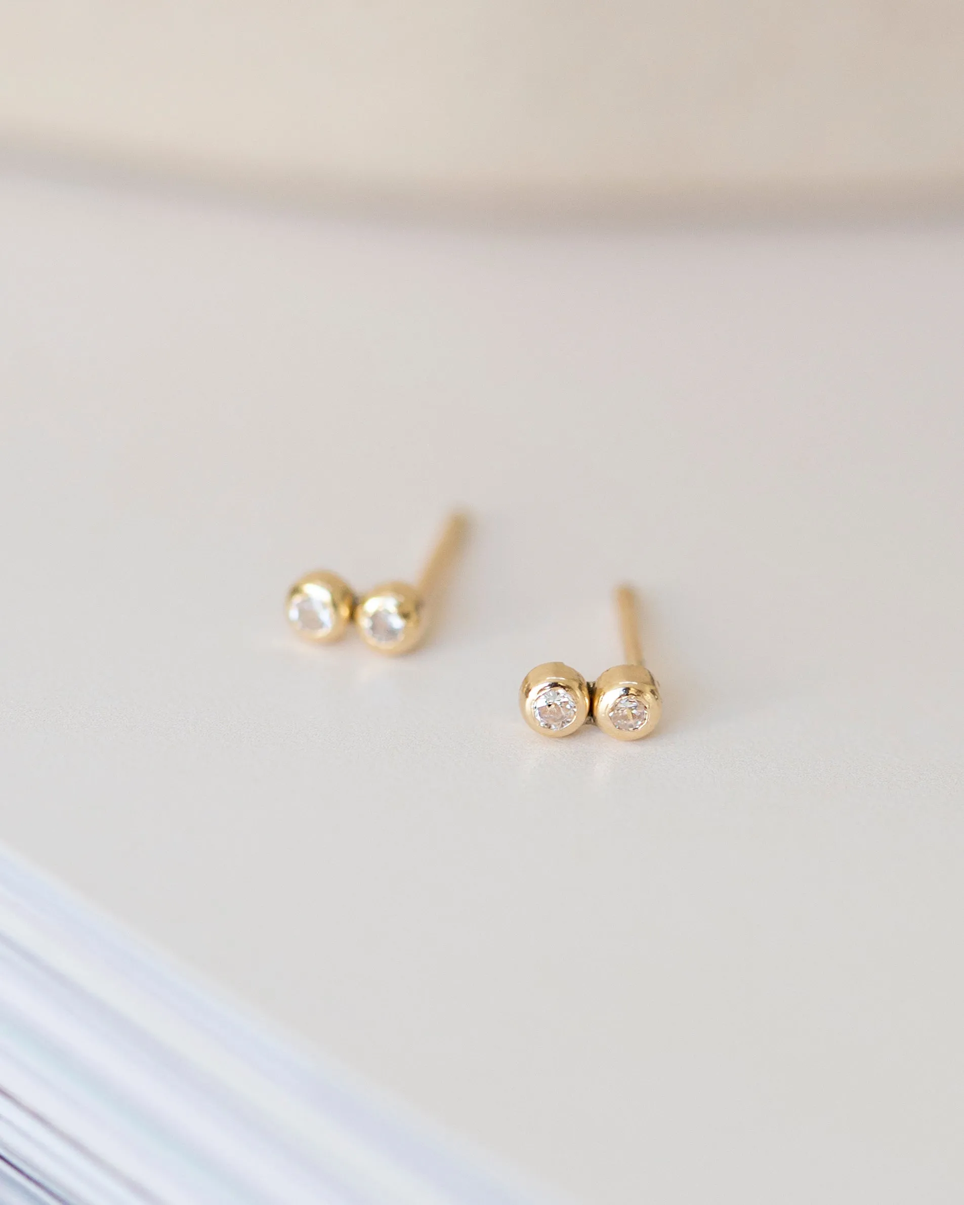 14k Double/ Triple CZ Stud Earrings