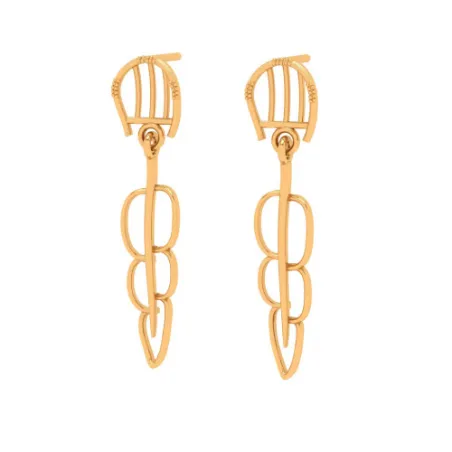 14k Gold Earrings With Trendy Dangling Threads With Bis Hallmarked