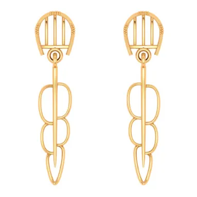 14k Gold Earrings With Trendy Dangling Threads With Bis Hallmarked