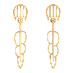 14k Gold Earrings With Trendy Dangling Threads With Bis Hallmarked