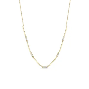 14k Mixed Gold & Diamond Bar Station Necklace