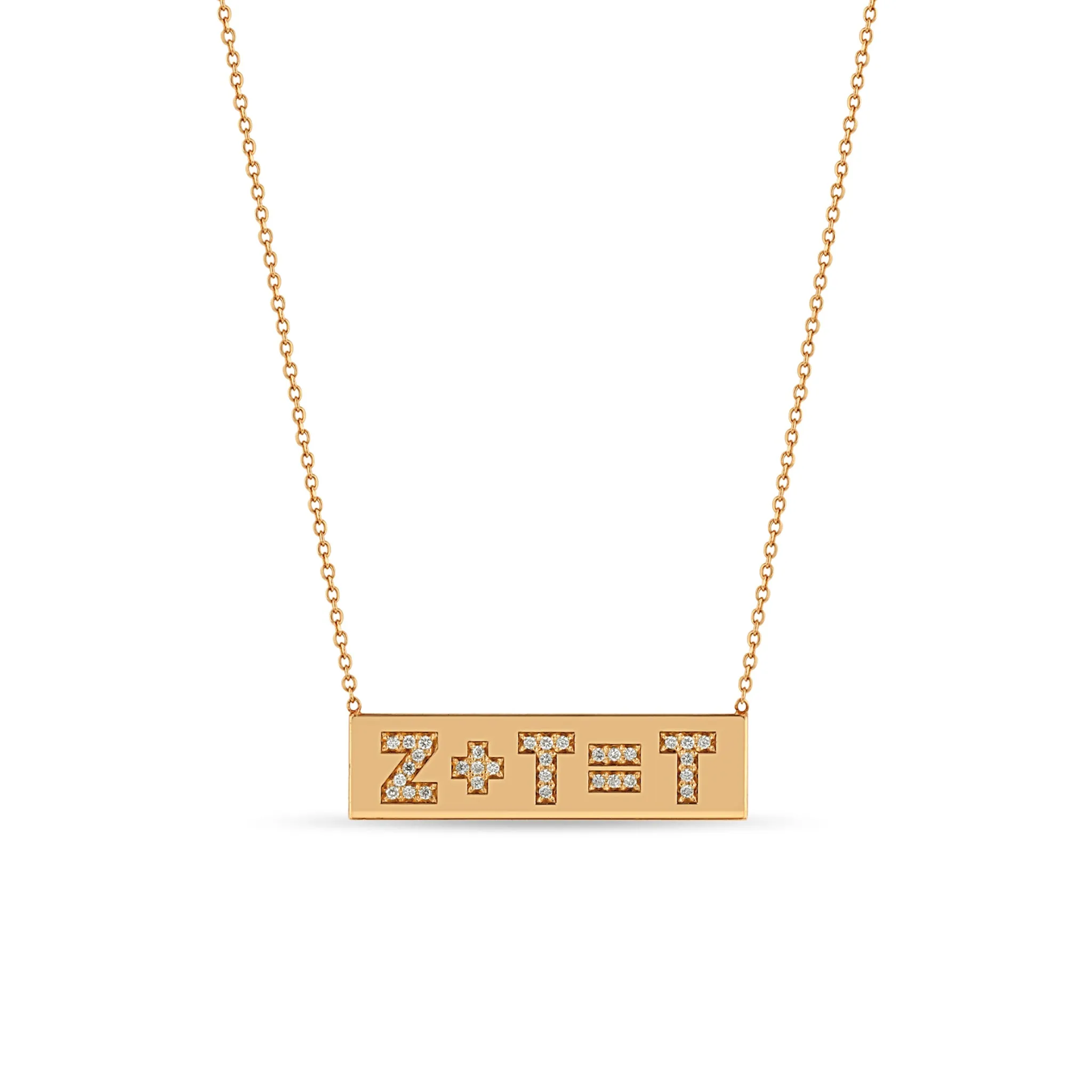 14k Pavé Diamond Initial Equation ID Necklace