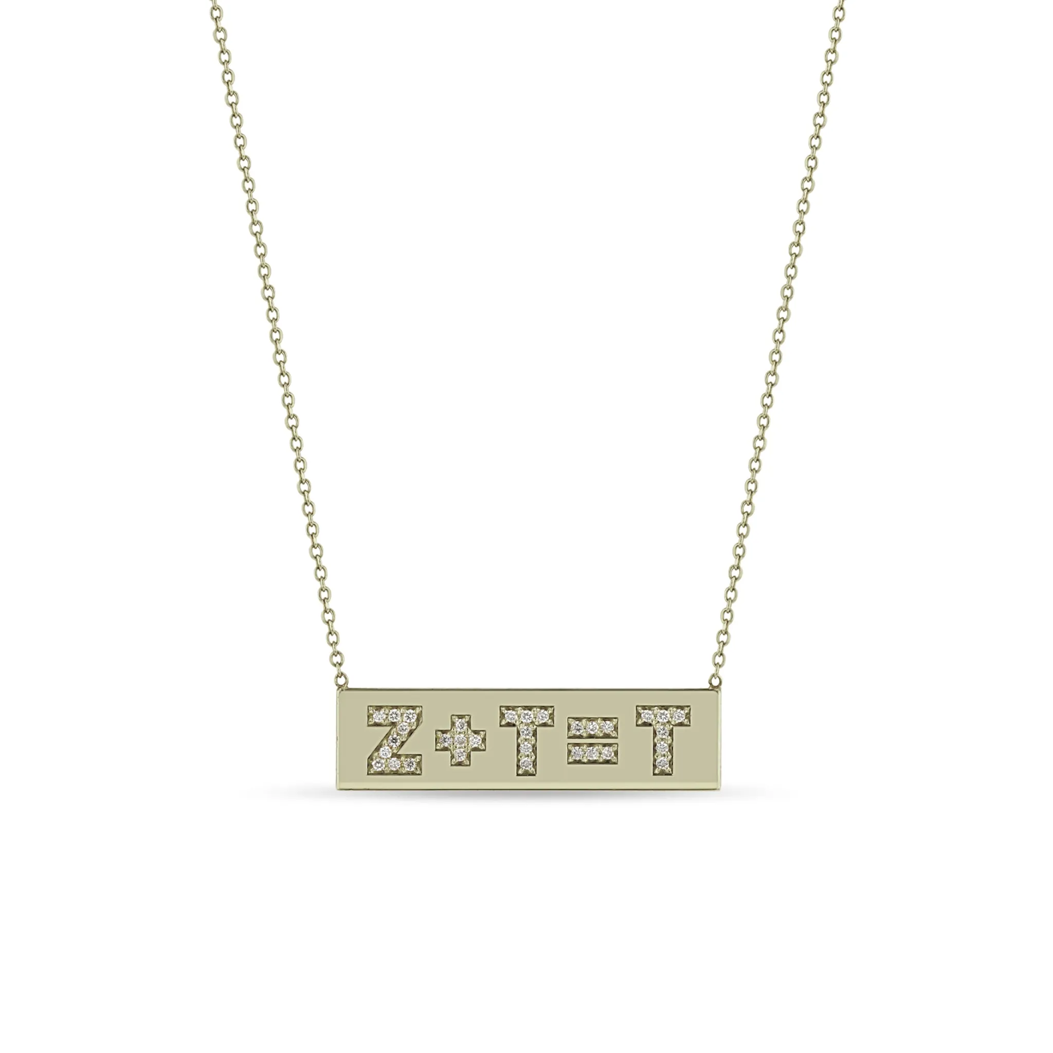 14k Pavé Diamond Initial Equation ID Necklace