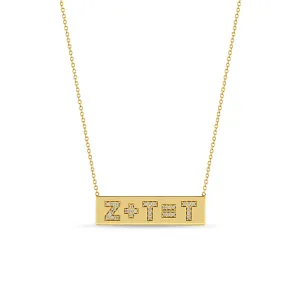 14k Pavé Diamond Initial Equation ID Necklace