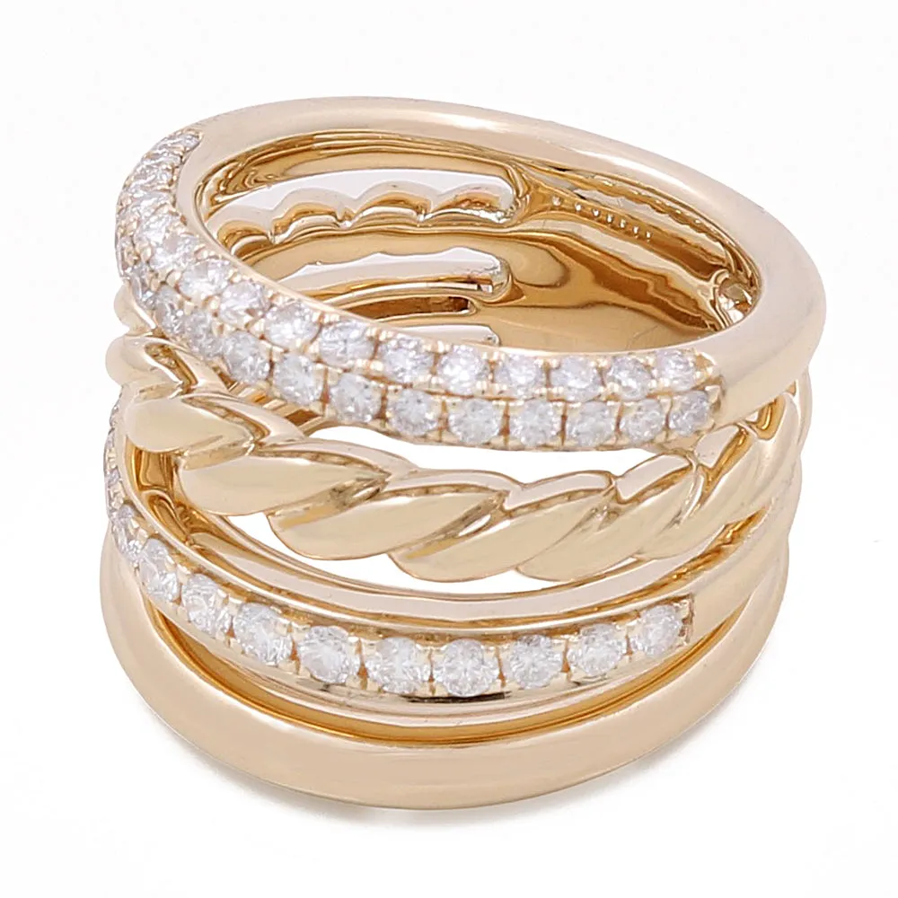 14k Yellow Gold Fashion Ring with 1.18Tw Round Diamonds