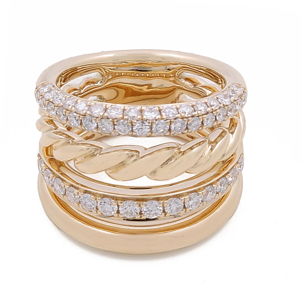 14k Yellow Gold Fashion Ring with 1.18Tw Round Diamonds