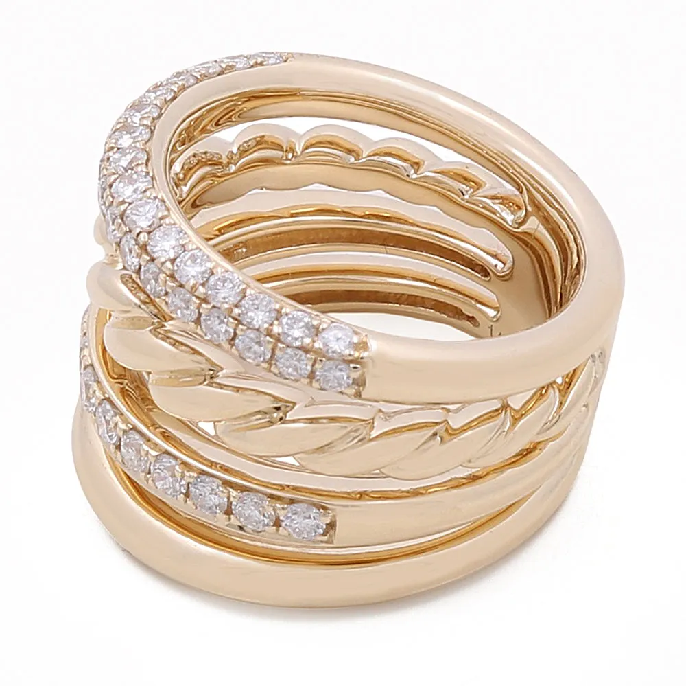 14k Yellow Gold Fashion Ring with 1.18Tw Round Diamonds