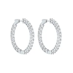 14KT White Gold & Diamond Classic Book Hoop Fashion Earrings   - 8-1/2 ctw