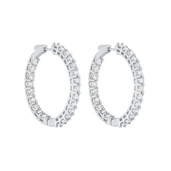 14KT White Gold & Diamond Classic Book Hoop Fashion Earrings   - 8-1/2 ctw