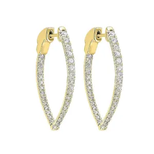 14KT Yellow Gold & Diamond Hoop Fashion Earrings  - 1/2 ctw