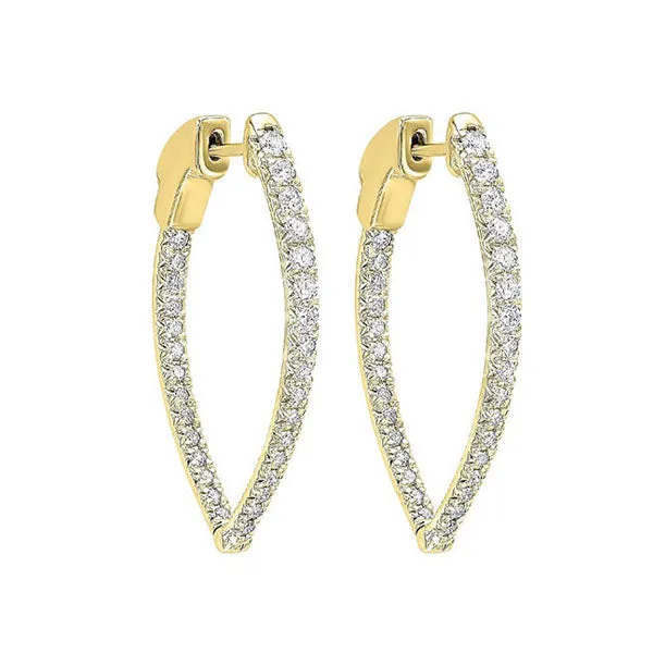 14KT Yellow Gold & Diamond Hoop Fashion Earrings  - 1/2 ctw