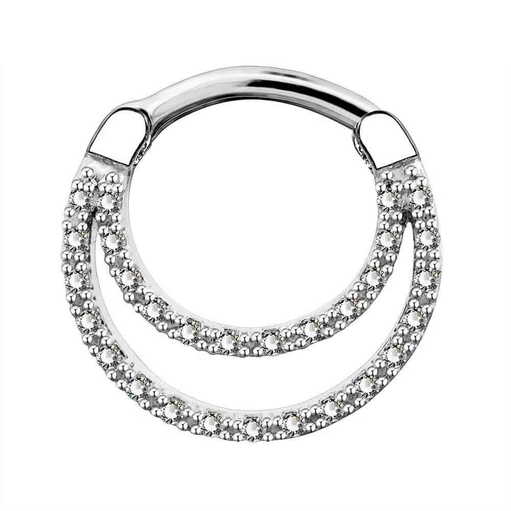 16G CZ Double Hoop Daith Earrings Septum Ring