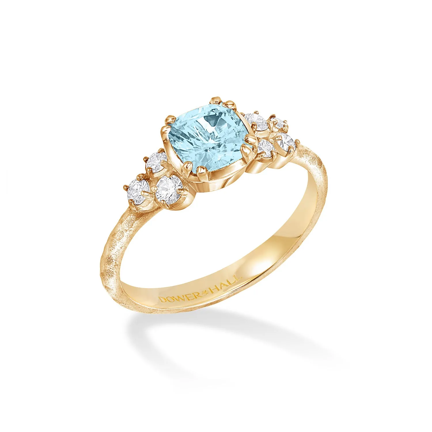 18k 6mm Cushion Aquamarine & Diamond Stargazer Ring