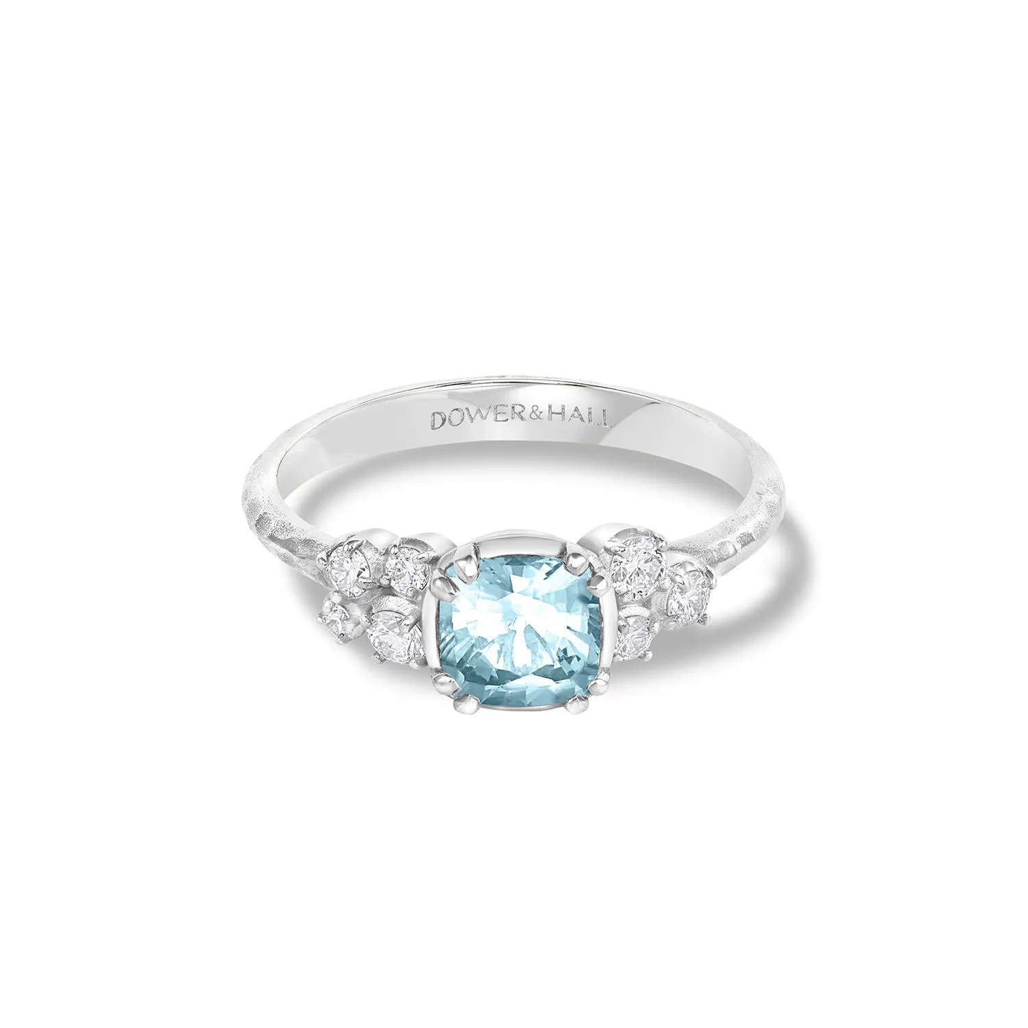 18k 6mm Cushion Aquamarine & Diamond Stargazer Ring