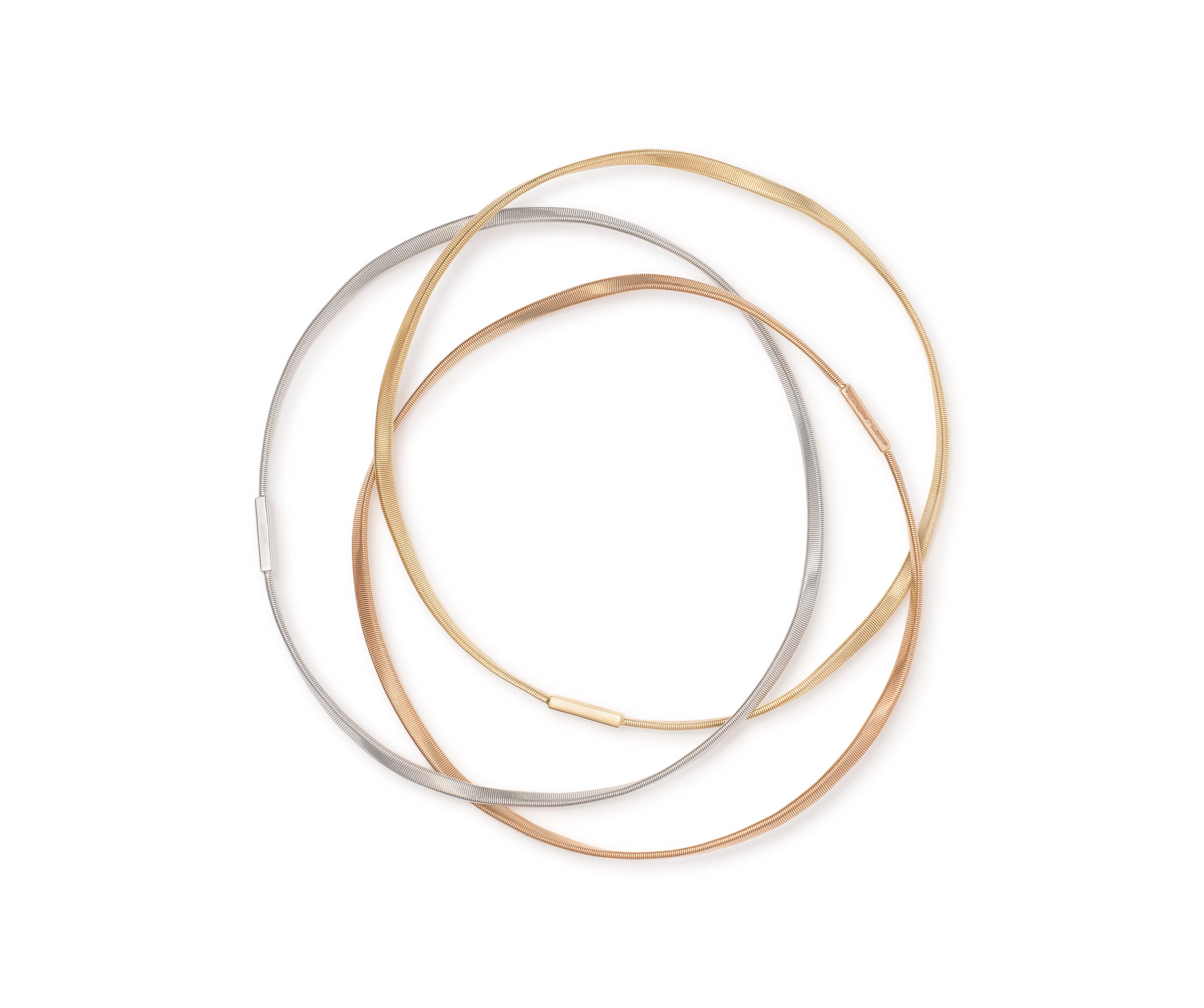 18K Tri Color Gold Marrakech 3-Strand Bangle