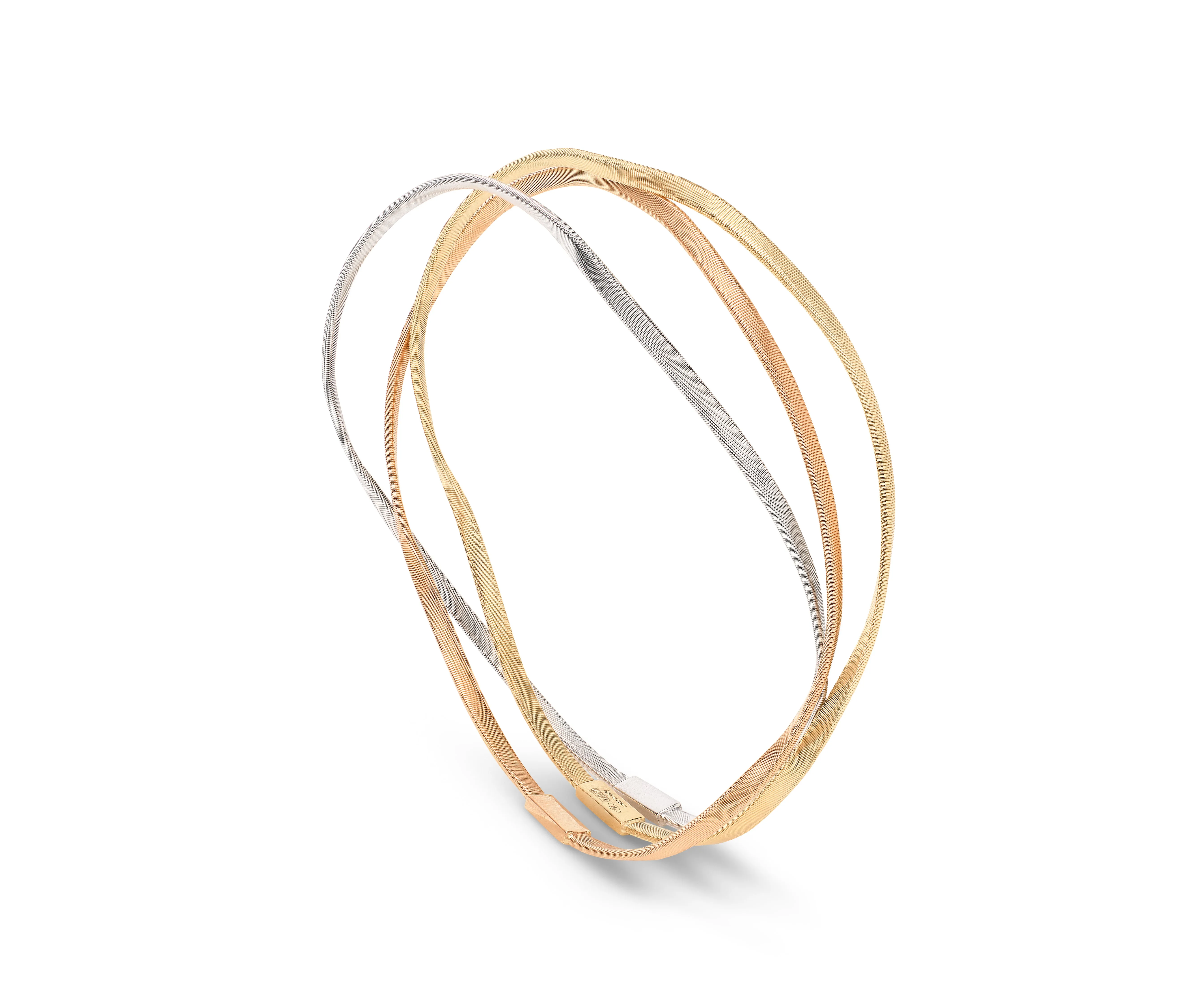 18K Tri Color Gold Marrakech 3-Strand Bangle