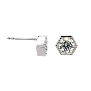 18K White Gold Diamond Stud Earrings