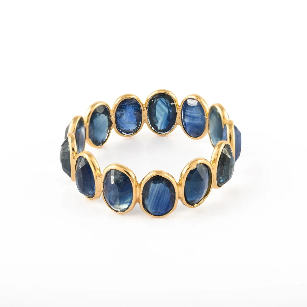 18K Yellow Gold Blue Sapphire Eternity Band