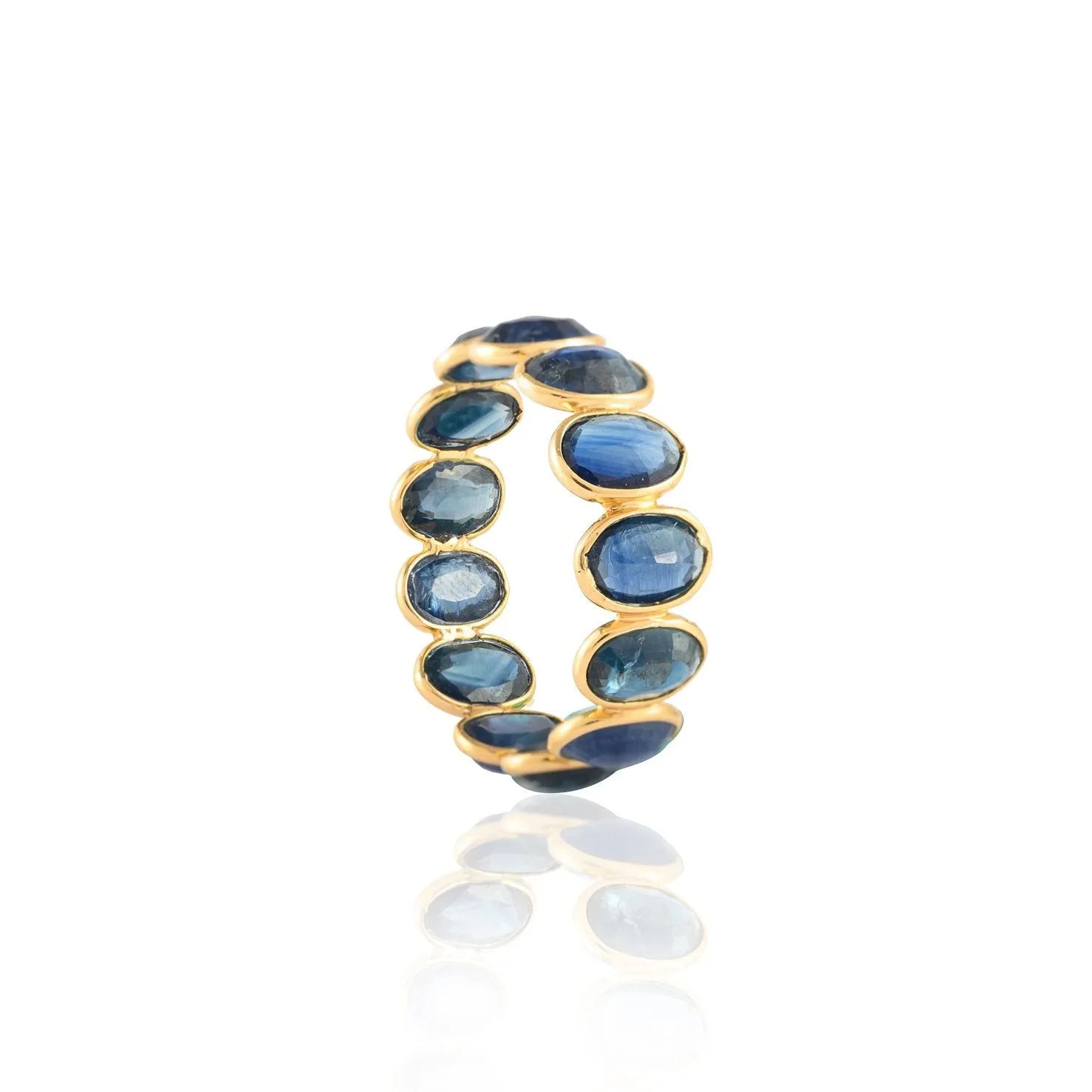 18K Yellow Gold Blue Sapphire Eternity Band