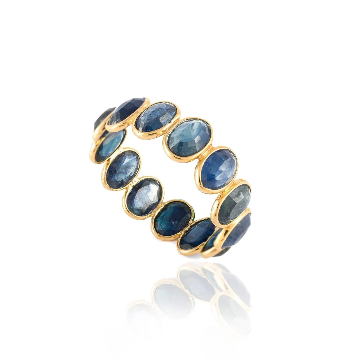 18K Yellow Gold Blue Sapphire Eternity Band