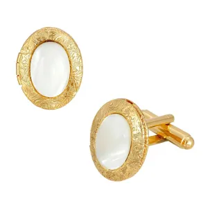 1928 Jewelry Classic Oval Stone Locket Cufflinks