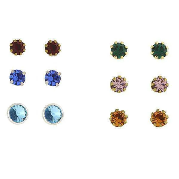 1928 Jewelry Multicolor Austrian Crystal Stud Set Earrings