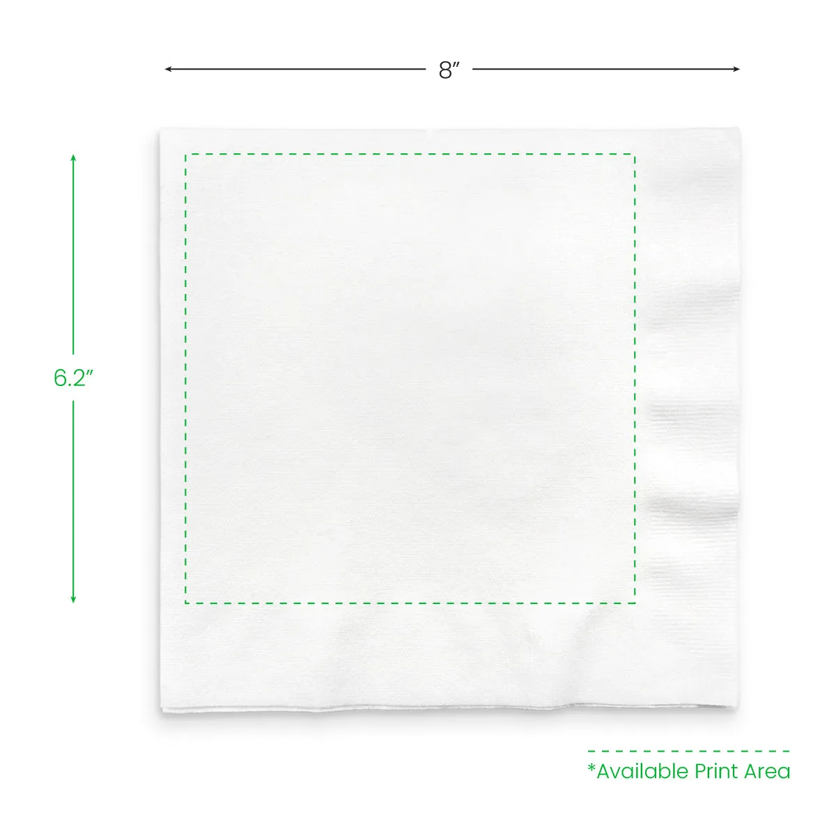 8" X 8" Custom Linen-Like Guest Napkin, White