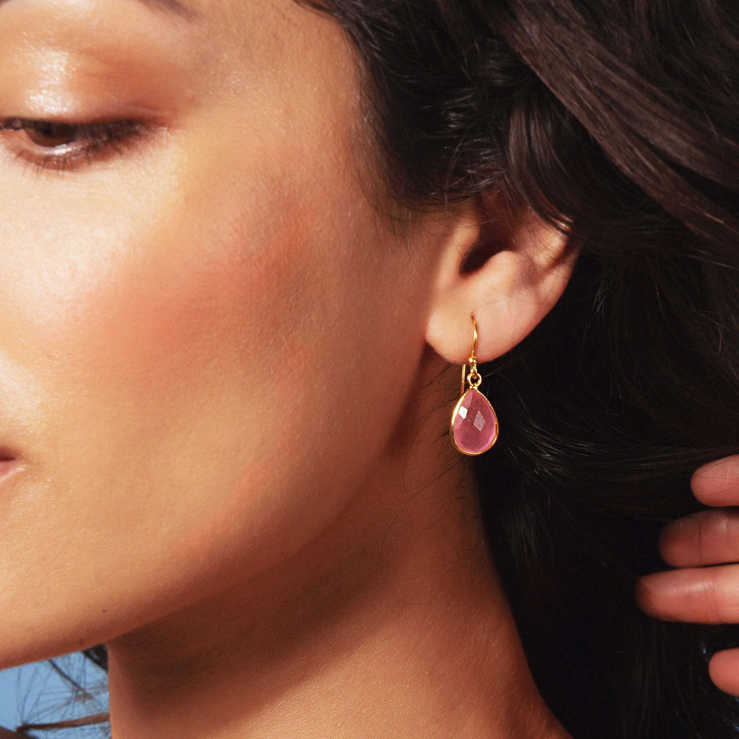 Ava Pink Jade Earrings