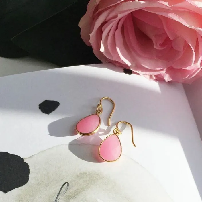 Ava Pink Jade Earrings