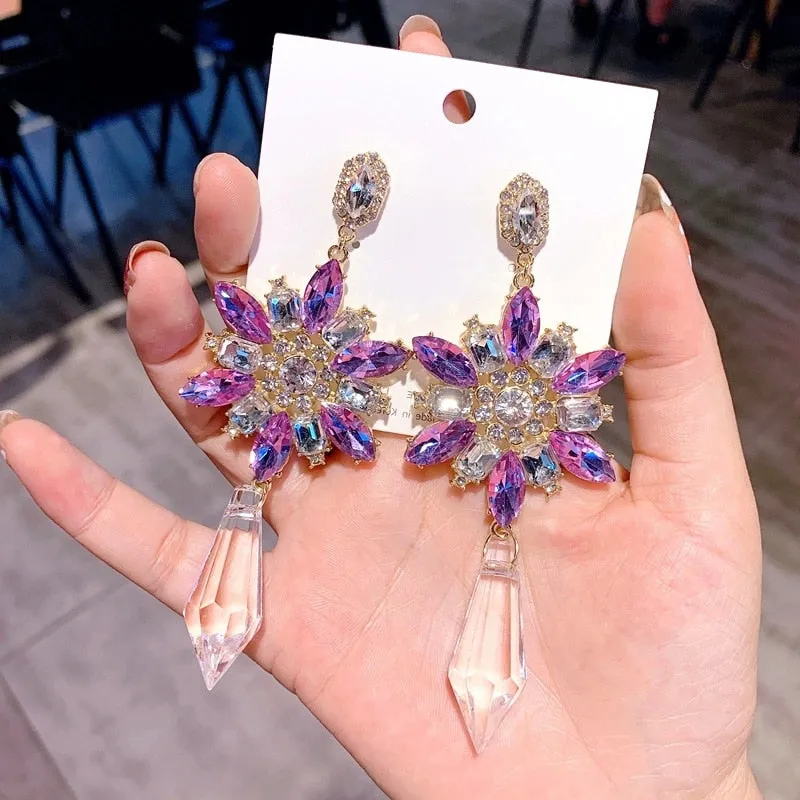 Baroque Style Retro Crystal Tassel Pendant Earrings Ladies Elegant Pearl Rhinestone Earrings