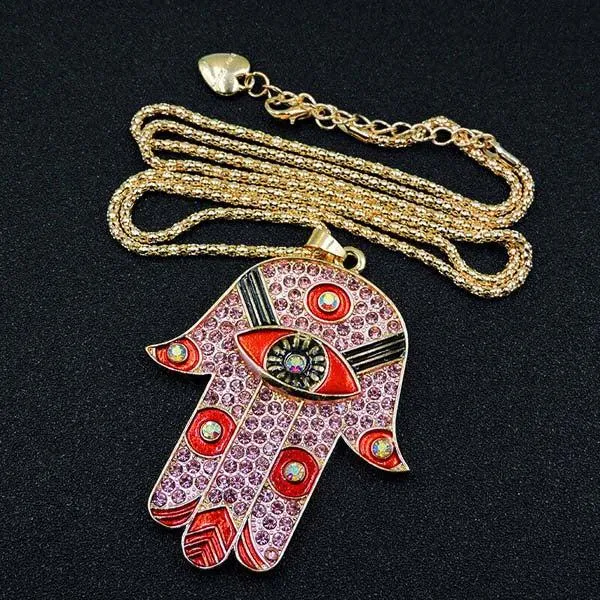 Betsey Johnson Ancient Egypt Eye Palm Pink Pendant Necklace