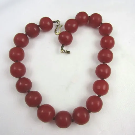 Big Bold Handmade  African  Cherry Red  Bead Necklace