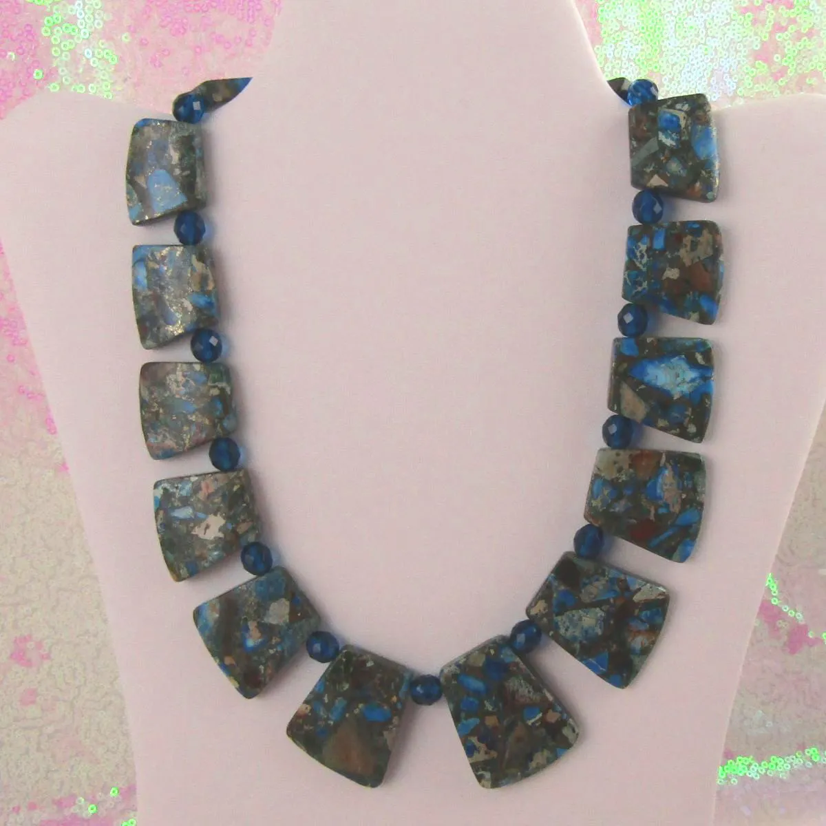 Blue Impression Jasper Statement Collar Necklace