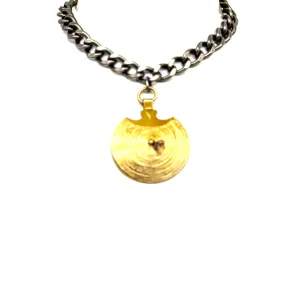 Bold Brass Pendant and Bead Necklace