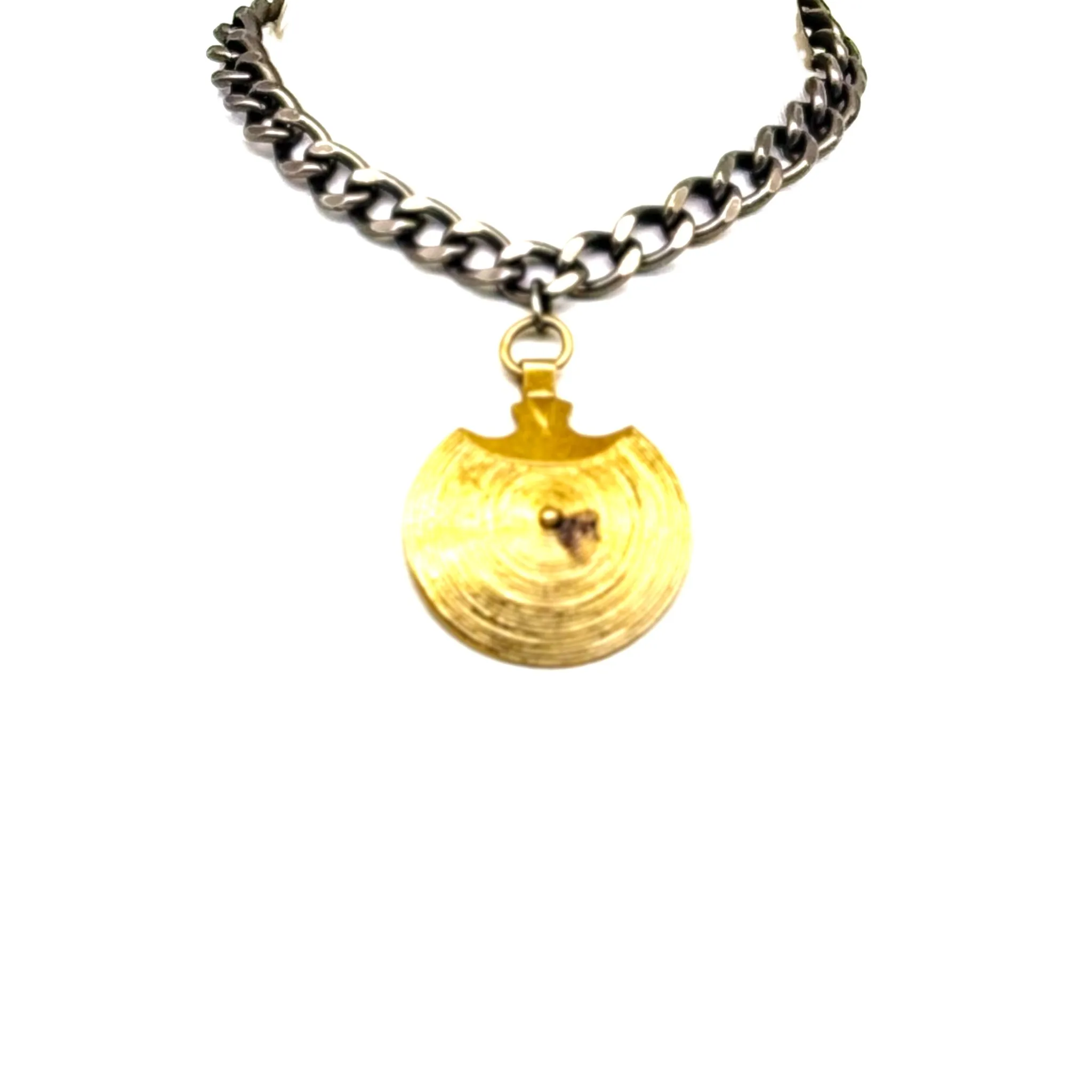 Bold Brass Pendant and Bead Necklace