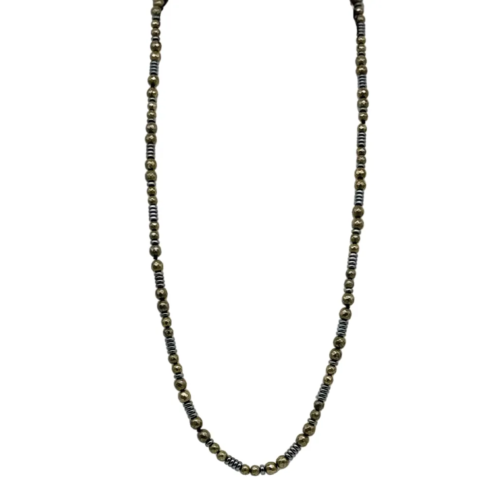 Bold Brass Pendant and Bead Necklace