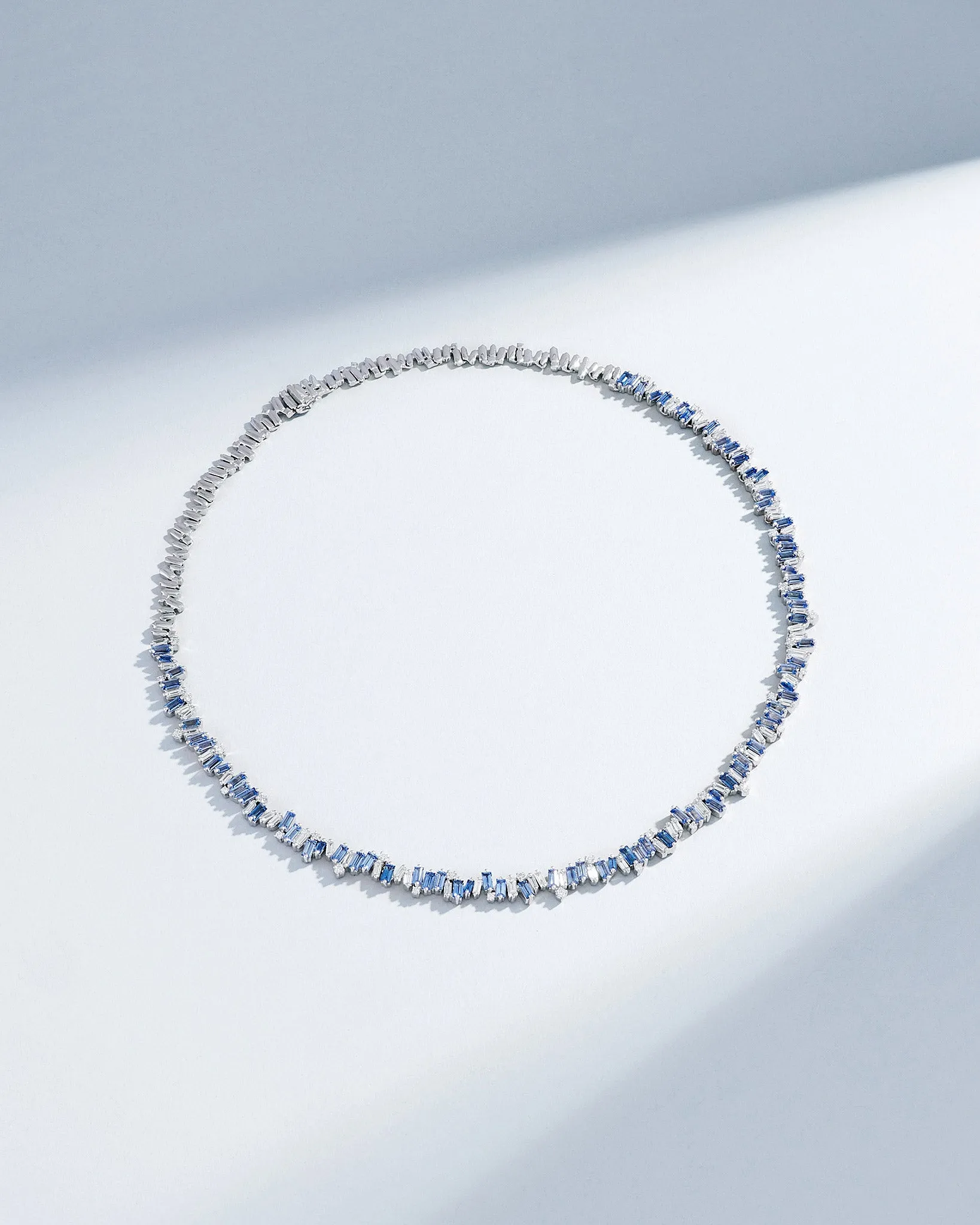 Bold Burst Light Blue Sapphire Tennis Necklace