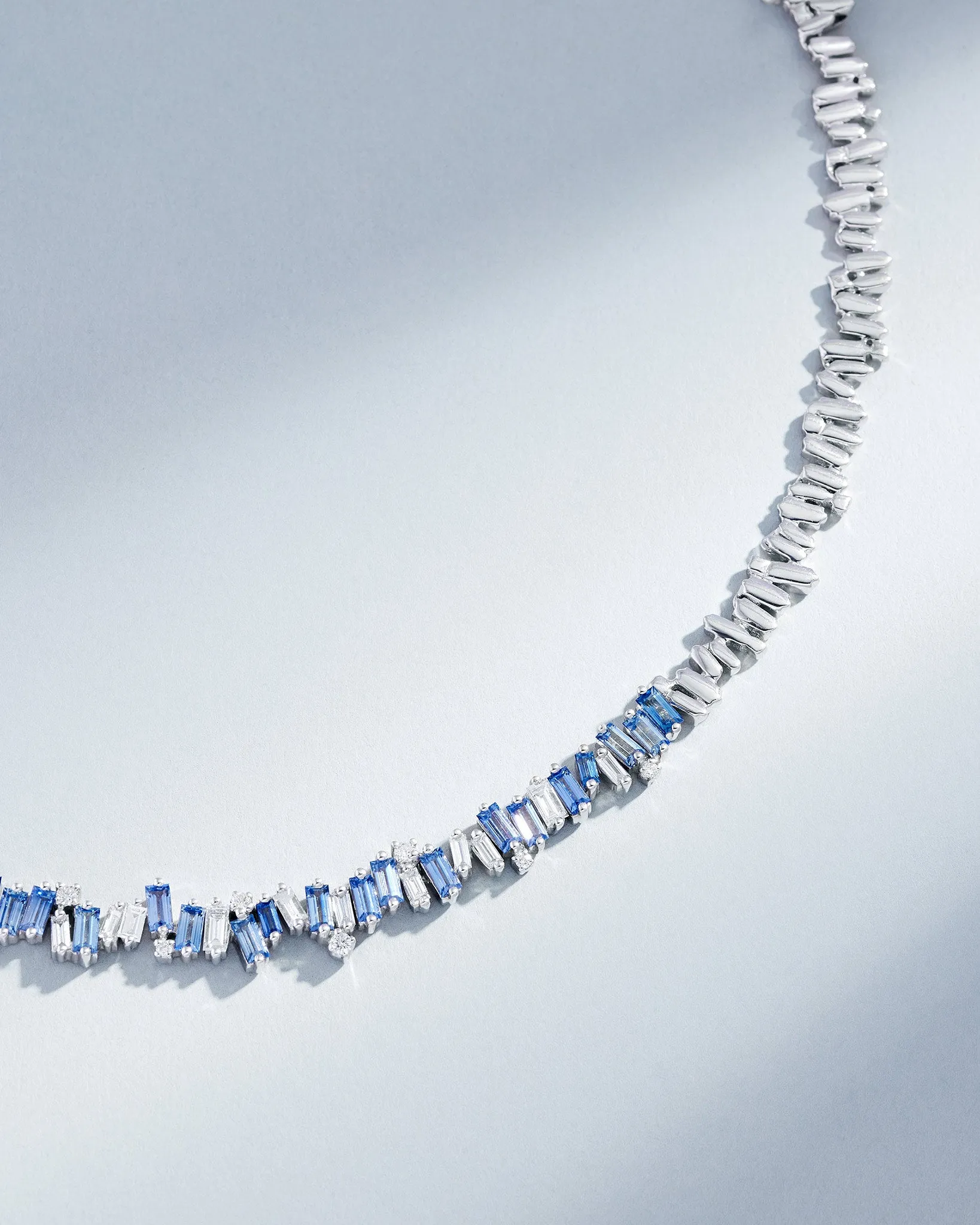 Bold Burst Light Blue Sapphire Tennis Necklace