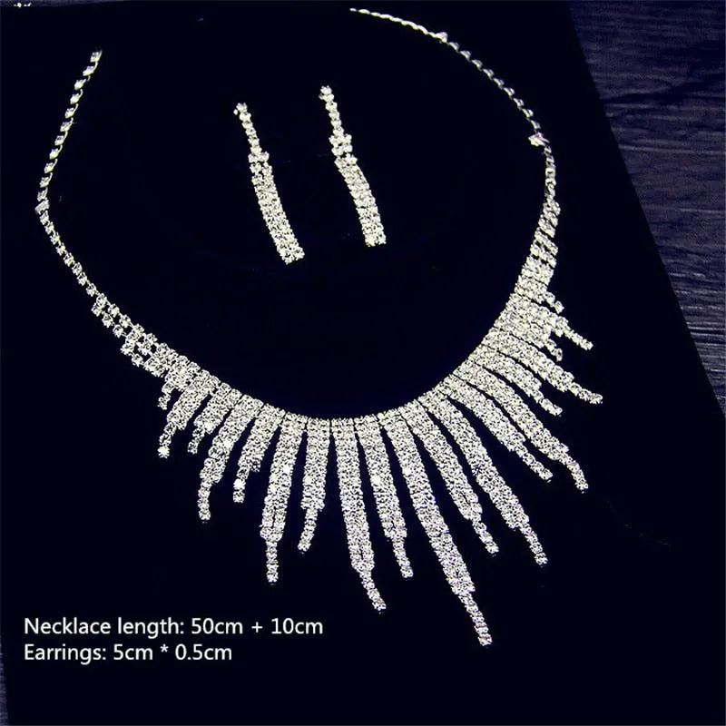 Bold Rhinestone Tassel Jewelry Set