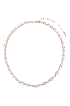 Bold Round Rhinestone Crystal Necklace Pink - Pack of 6