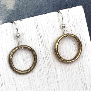 Burnished Warm Bronze Celtic Ring Money Earrings | Artifact #6571